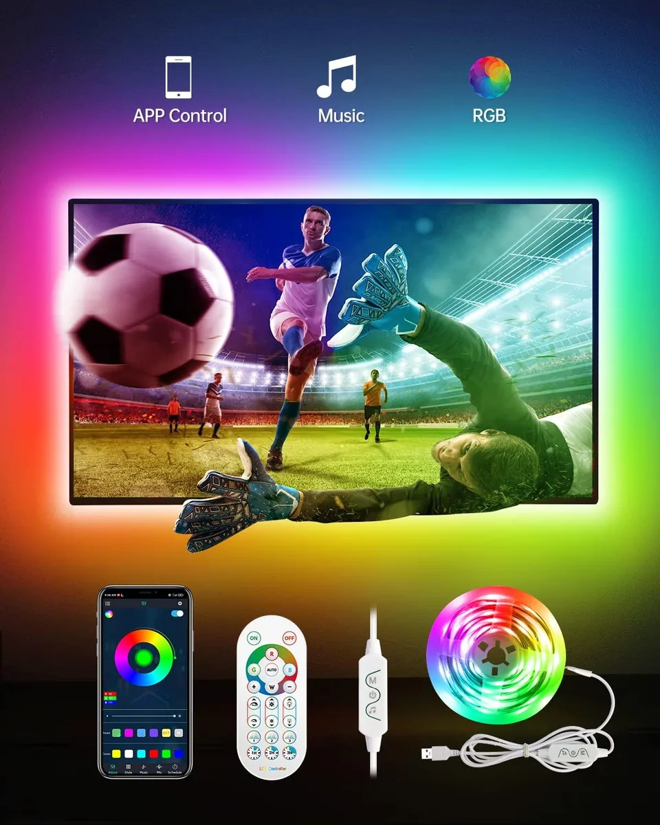 White 16.4 ft LED strip light with remote control