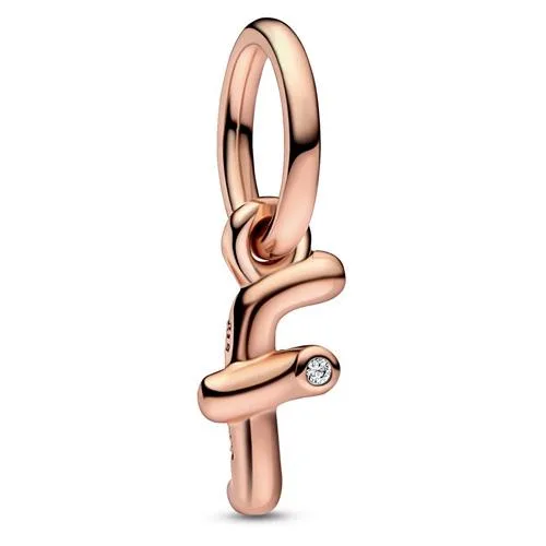 PANDORA PANDORA Letter F Script Alphabet Dangle Charm 14k Rose Gold — product photo