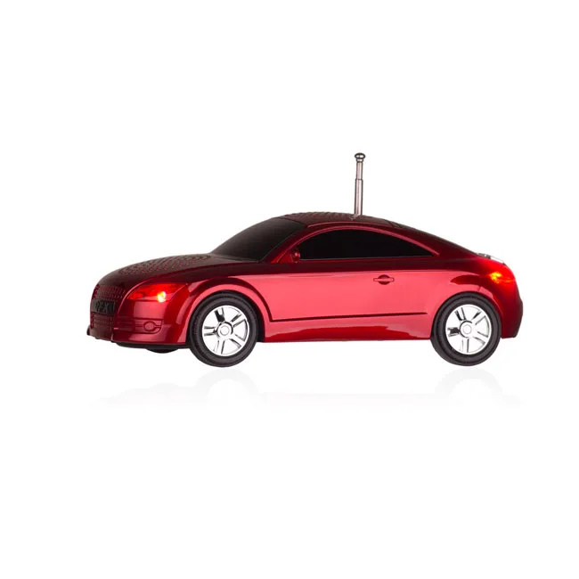 Red portable speaker with LED display, USB and micro SD ports, FM radio, 3.5 mm aux and headphone jack