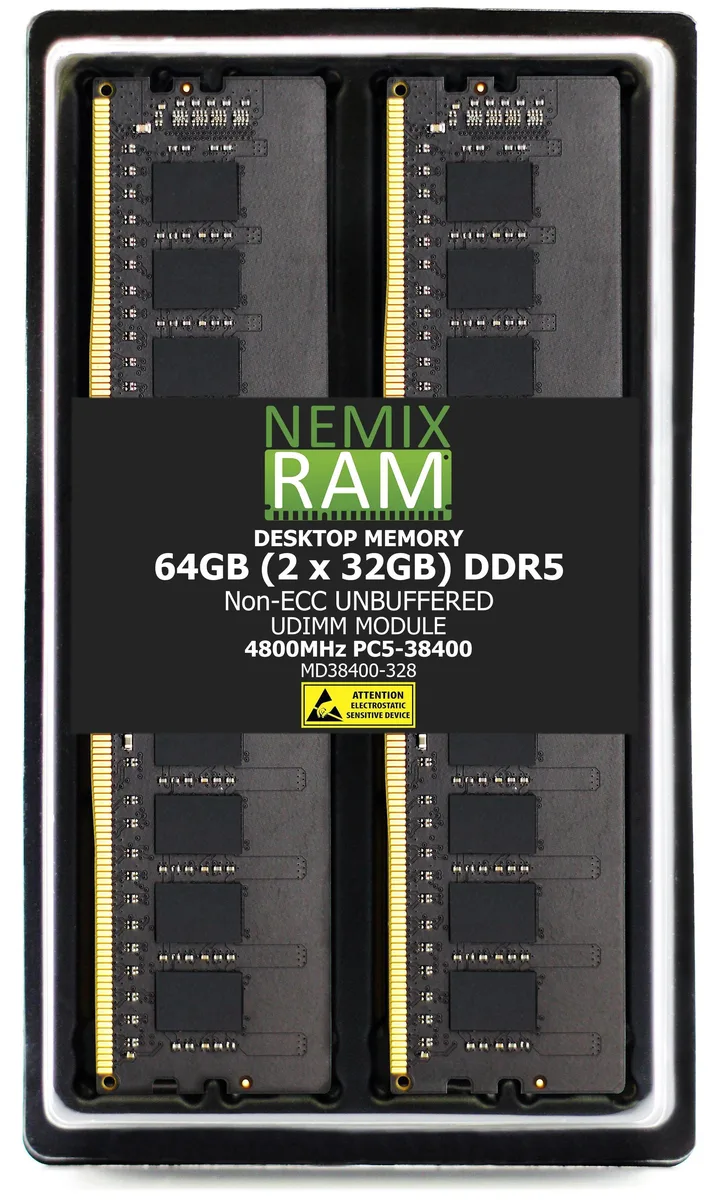 NEMIX RAM NEMIX RAM 64GB (2x32GB) DDR5 4800 CL40 1.1V UDIMM for MSI X670E Gaming Plus WiFi memory upgrade — product photo