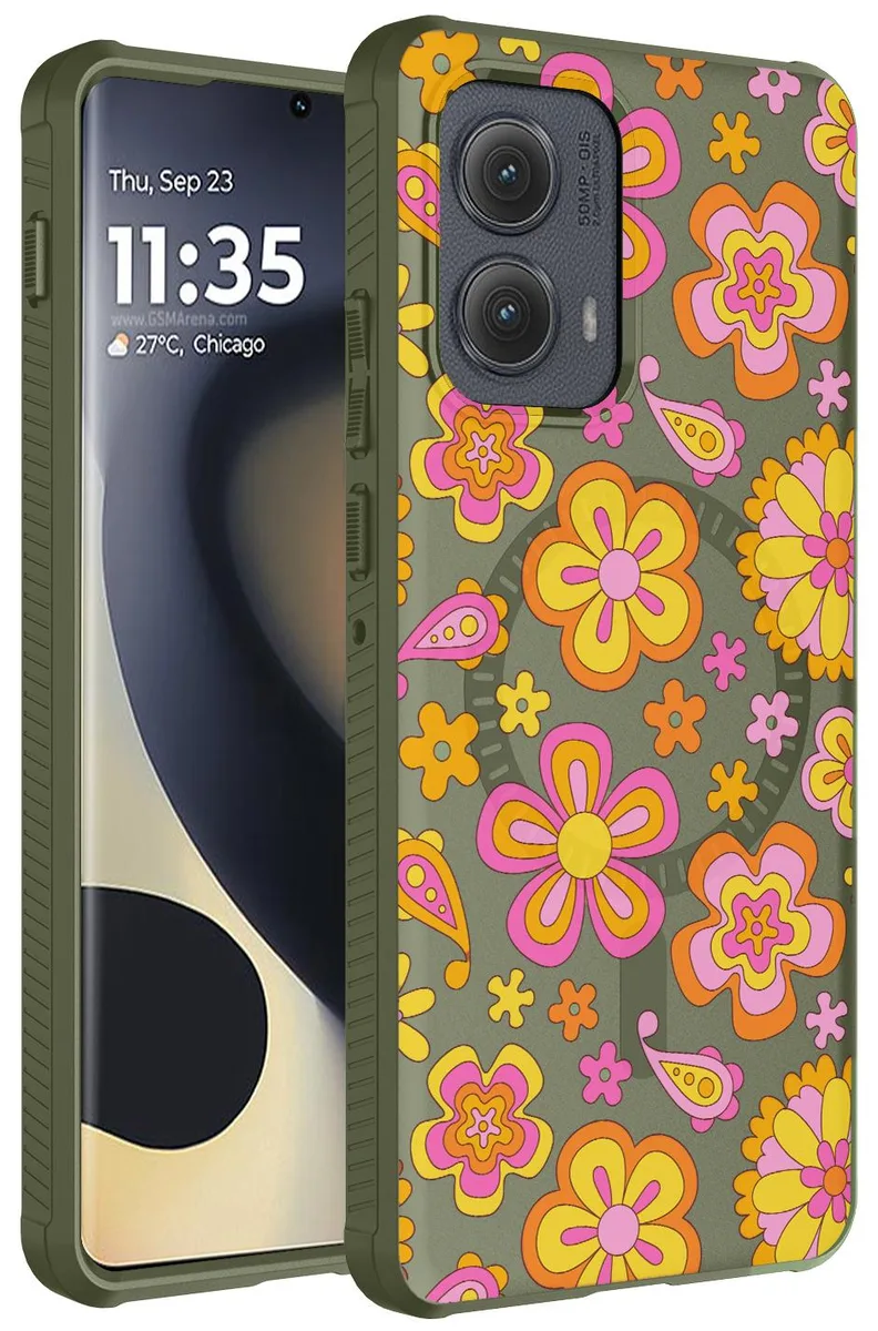 Nakedcellphone Nakedcellphone Flex Case Motorola Edge 2024 Retro Flowers MagSafe — product photo