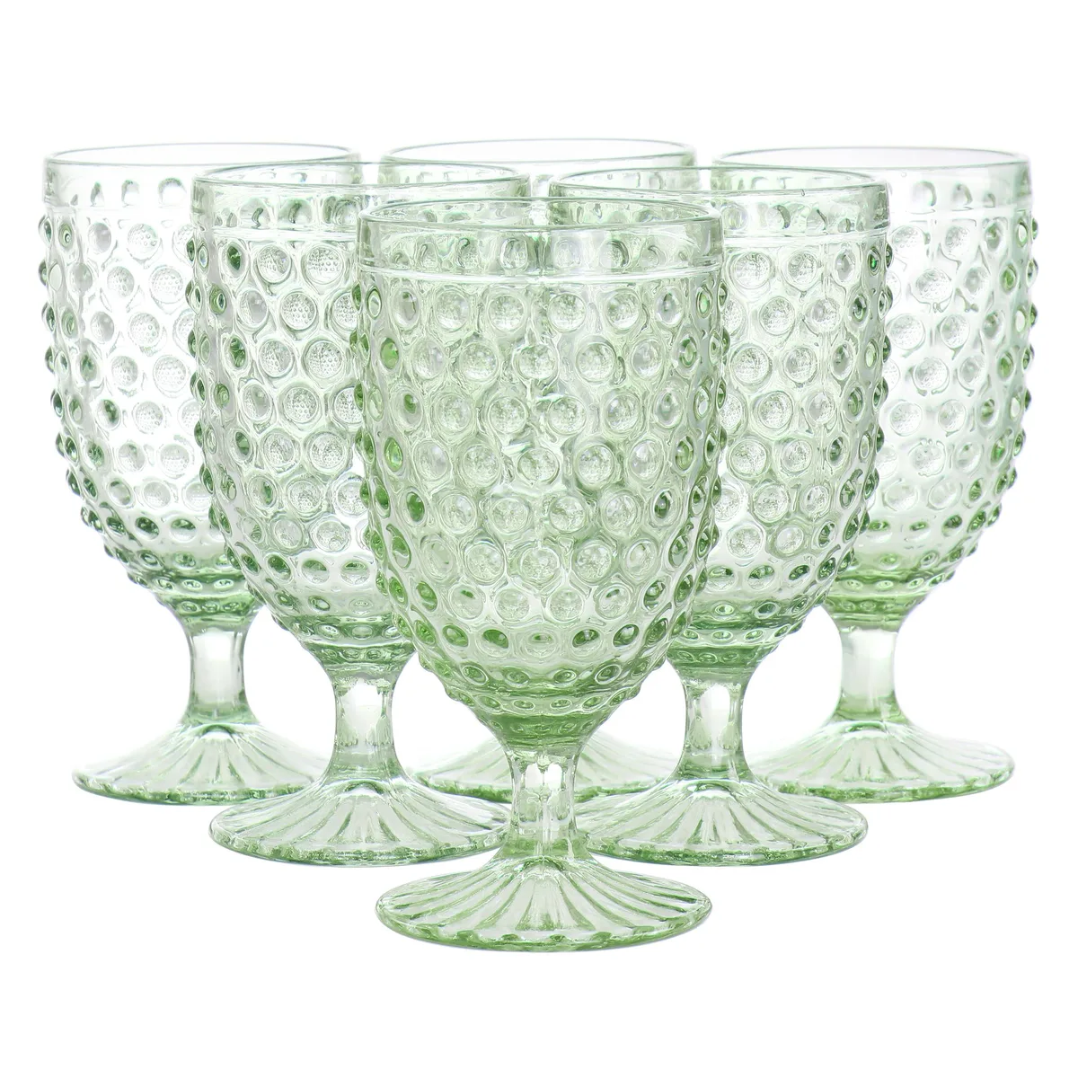 Martha Stewart Martha Stewart 510116868M 6pc 14.2oz Hobnail Goblet Drinkware Green — product photo