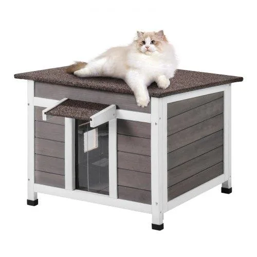 VEVOR VEVOR Outdoor Cat House Wooden Feral Cat Shelter DUSCH2402 Gray — product photo