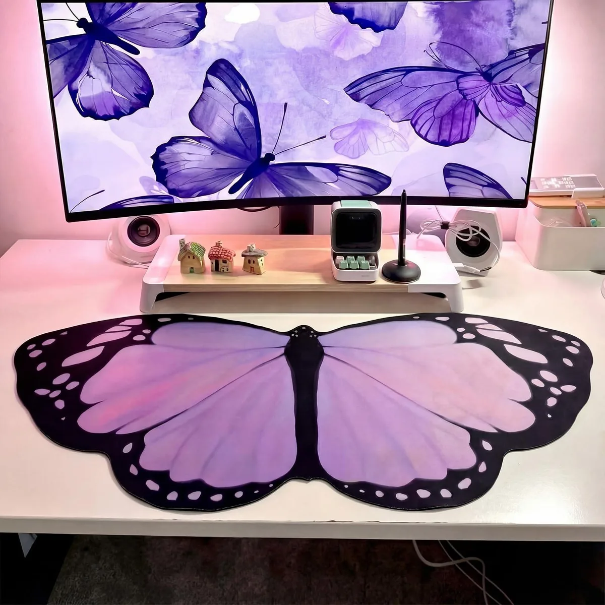  Tellegloww QMF-Tellegloww-1712 Purple Butterfly Desk Mat 35.43 x 15.75 in — product photo