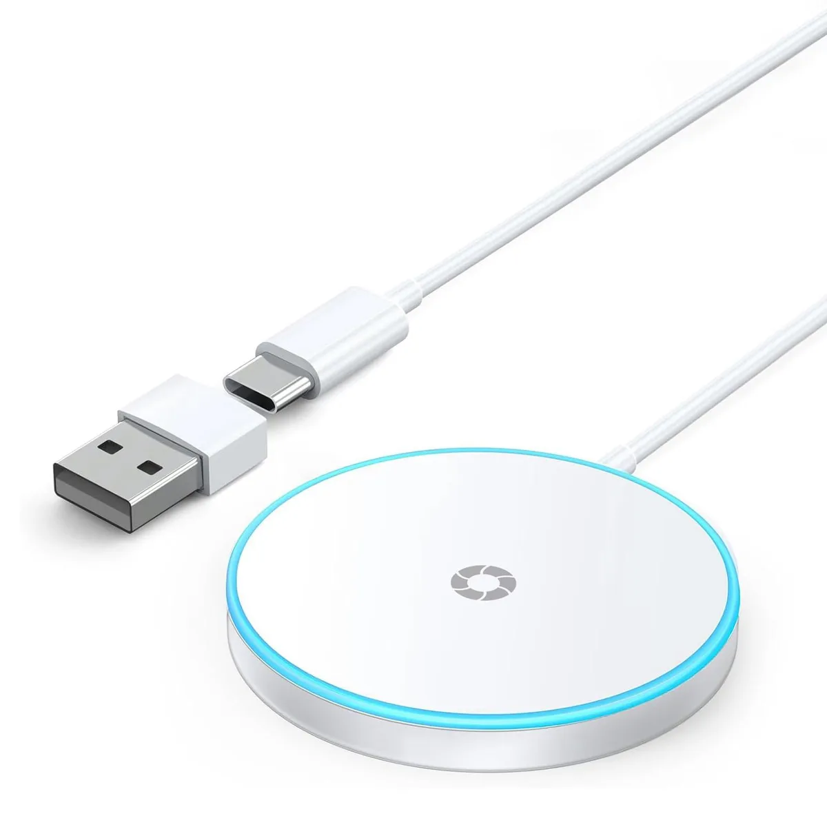  Quartdaxy Magnetic Wireless Charger USB-C/A 15W White-V2 — product photo