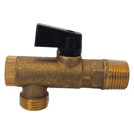 Brass filter ball valve with black lever handle and NPT threads
