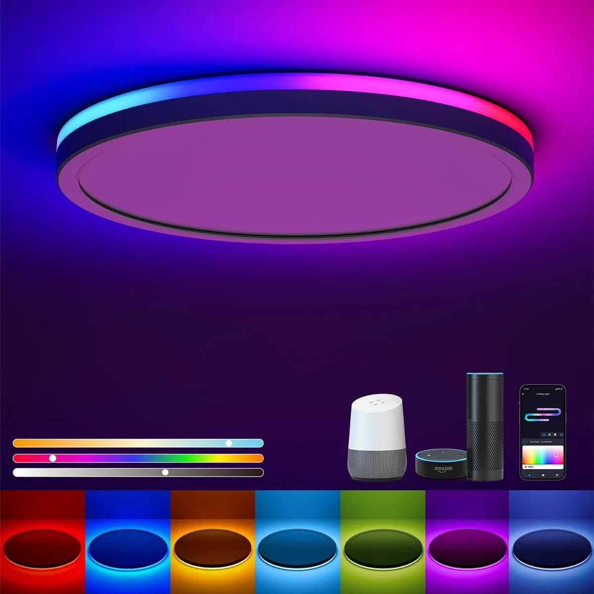 White 12-inch flush-mount ceiling light with clear prismatic acrylic diffuser