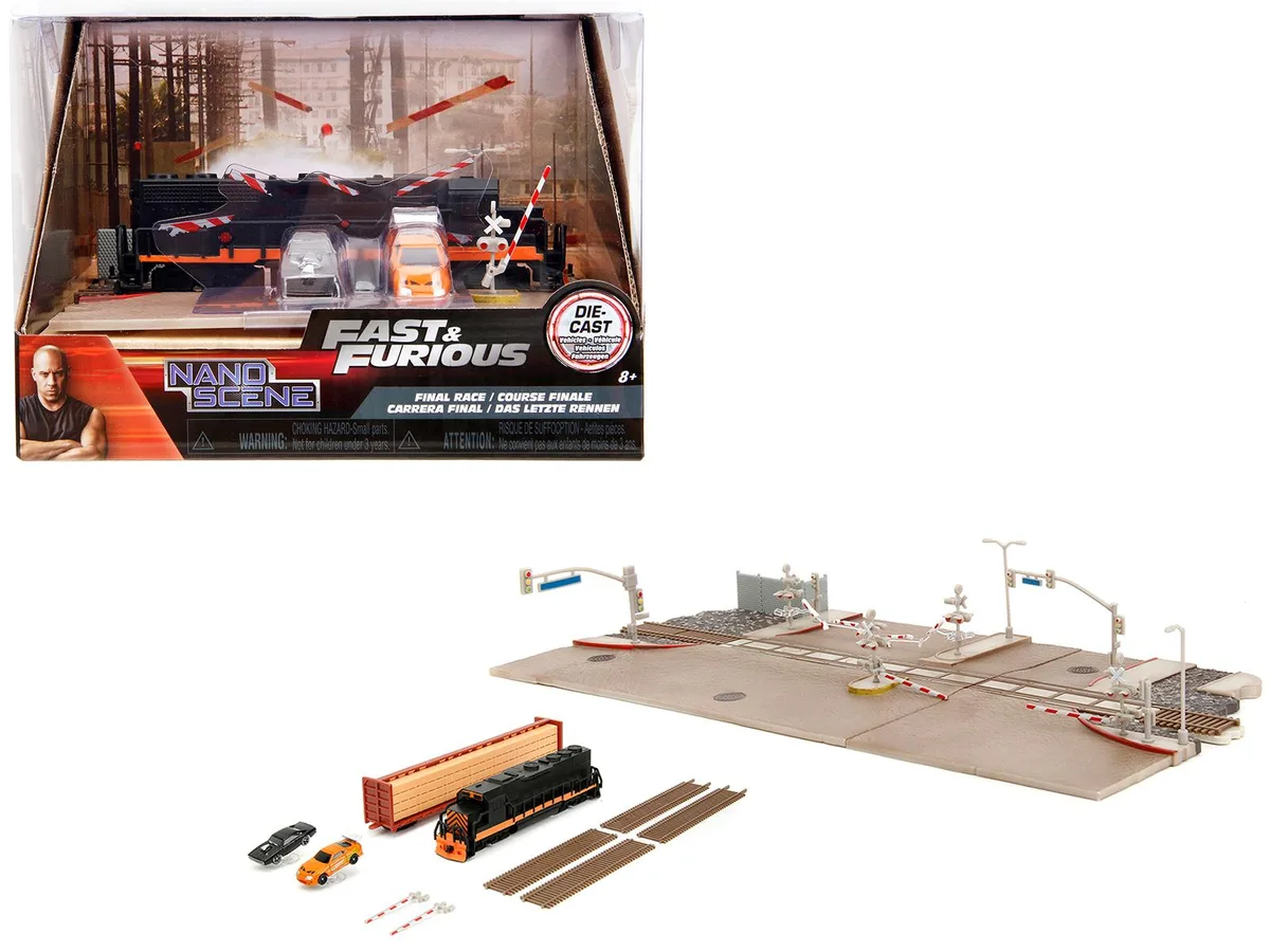 Jada Jada Fast & Furious Final Race Diorama Nano Scene Supra Orange Charger Black 12x5.75in — product photo