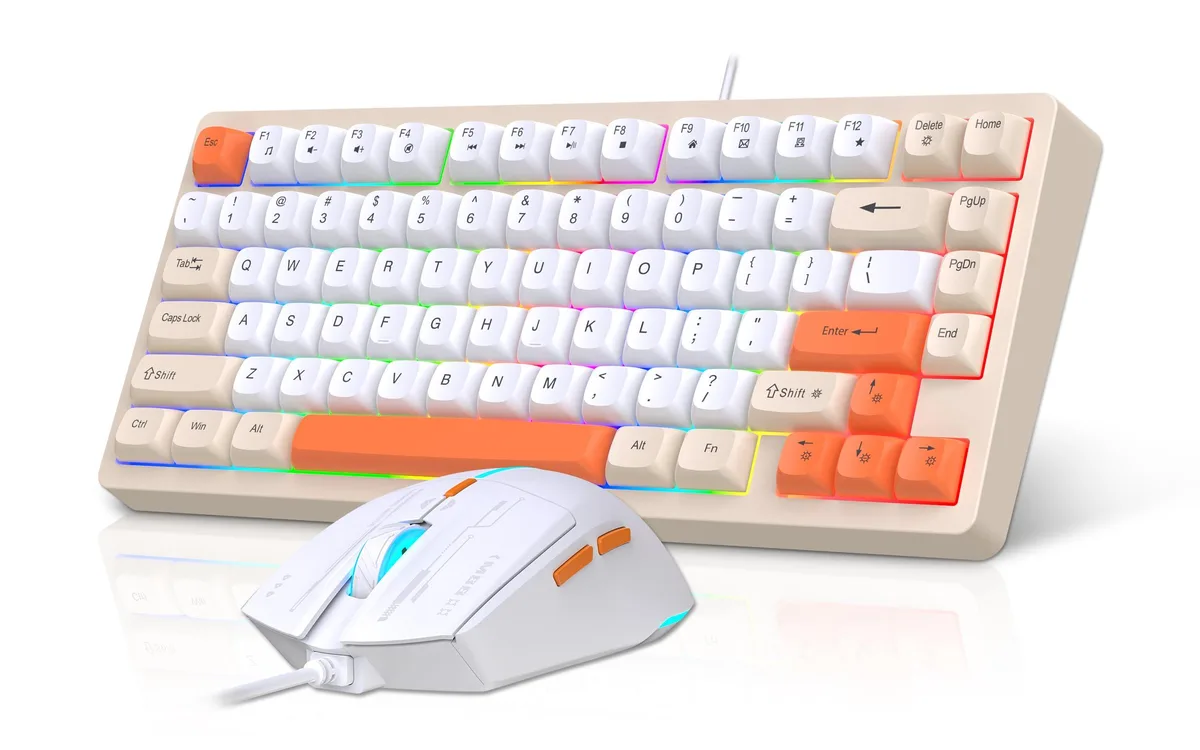  Snpurdiri 81 Keys Compact Mechanical Gaming Keyboard Yellow Orange White — product photo