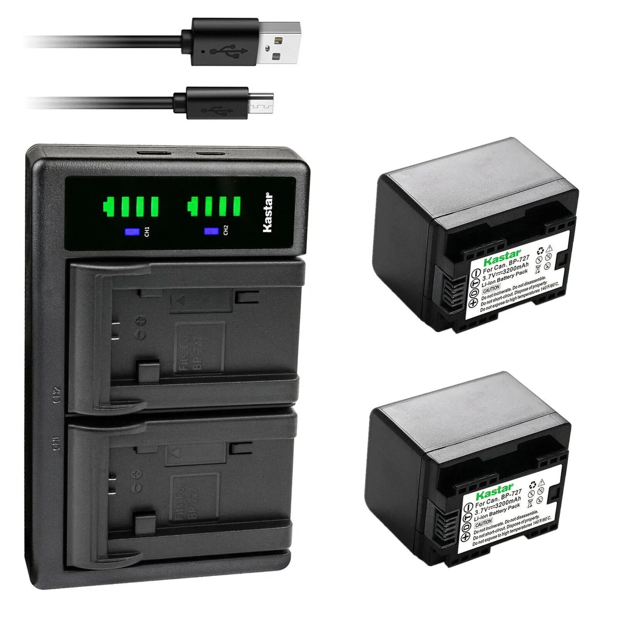 Kastar Kastar BP-727 2-Pack Battery &amp; LTD2 USB Charger — product photo