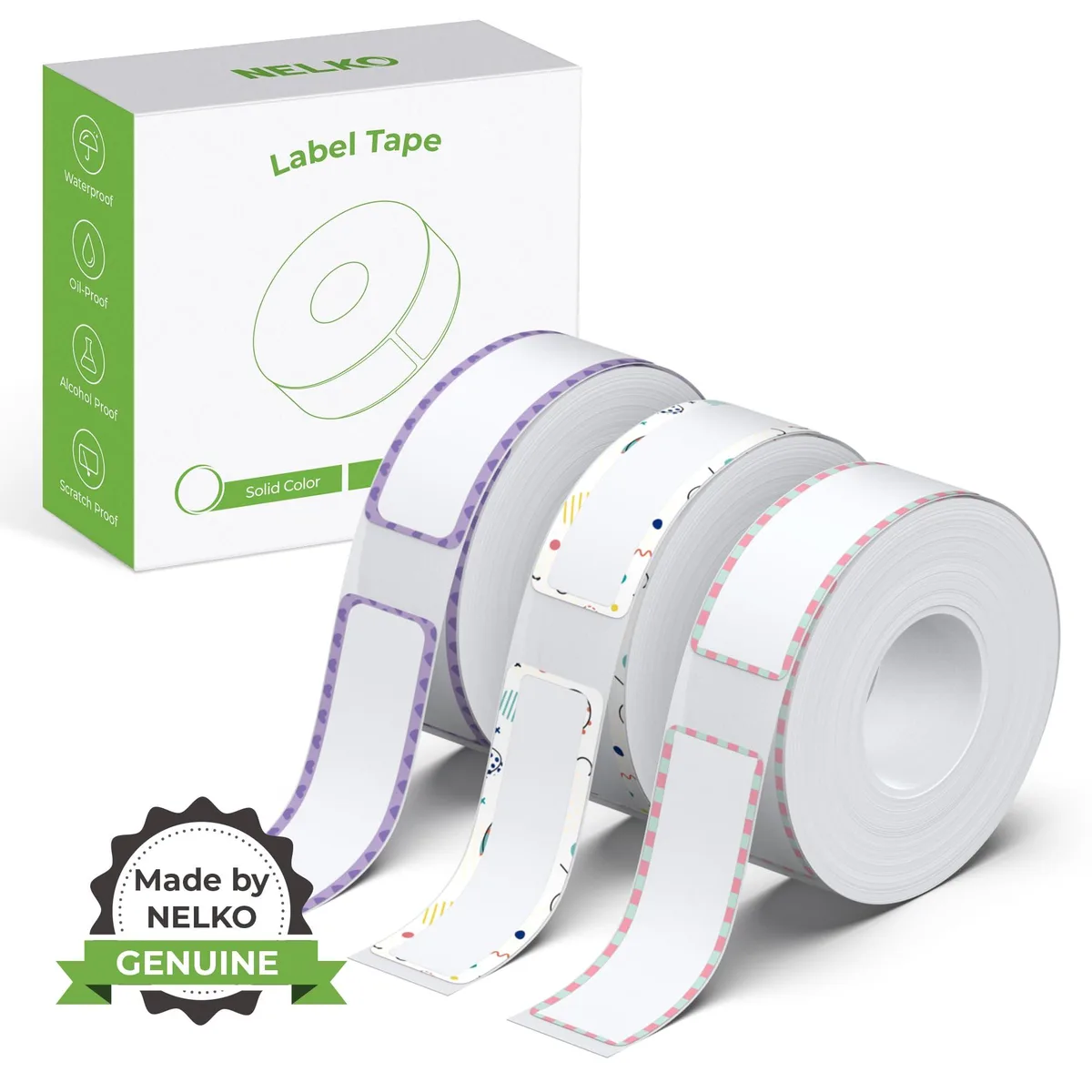 Nelko P21 Label Paper 14x40mm Purple Border 180 Labels 3 Rolls — product photo