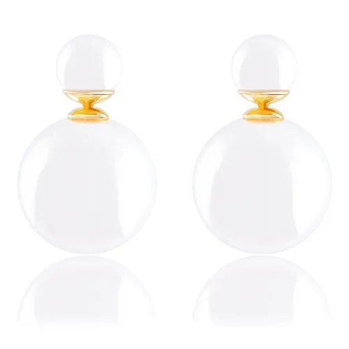 ORROUS &amp; CO ORROUS &amp; CO 18k Yellow Gold Plated White Shell Pearl Reversible Stud Earrings 15.0-15.5mm — product photo
