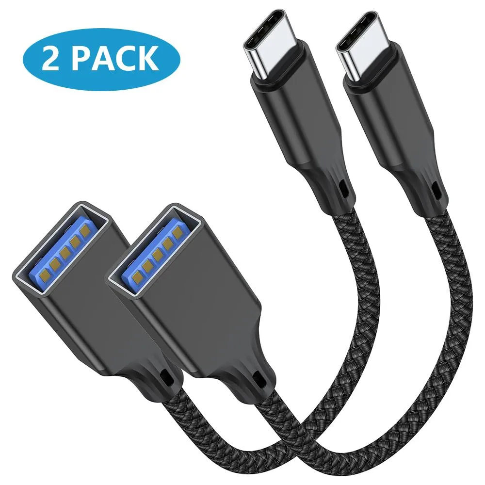 AUTYUE AUTYUE USB C to USB A adapter cable 2 pack 12cm black — product photo