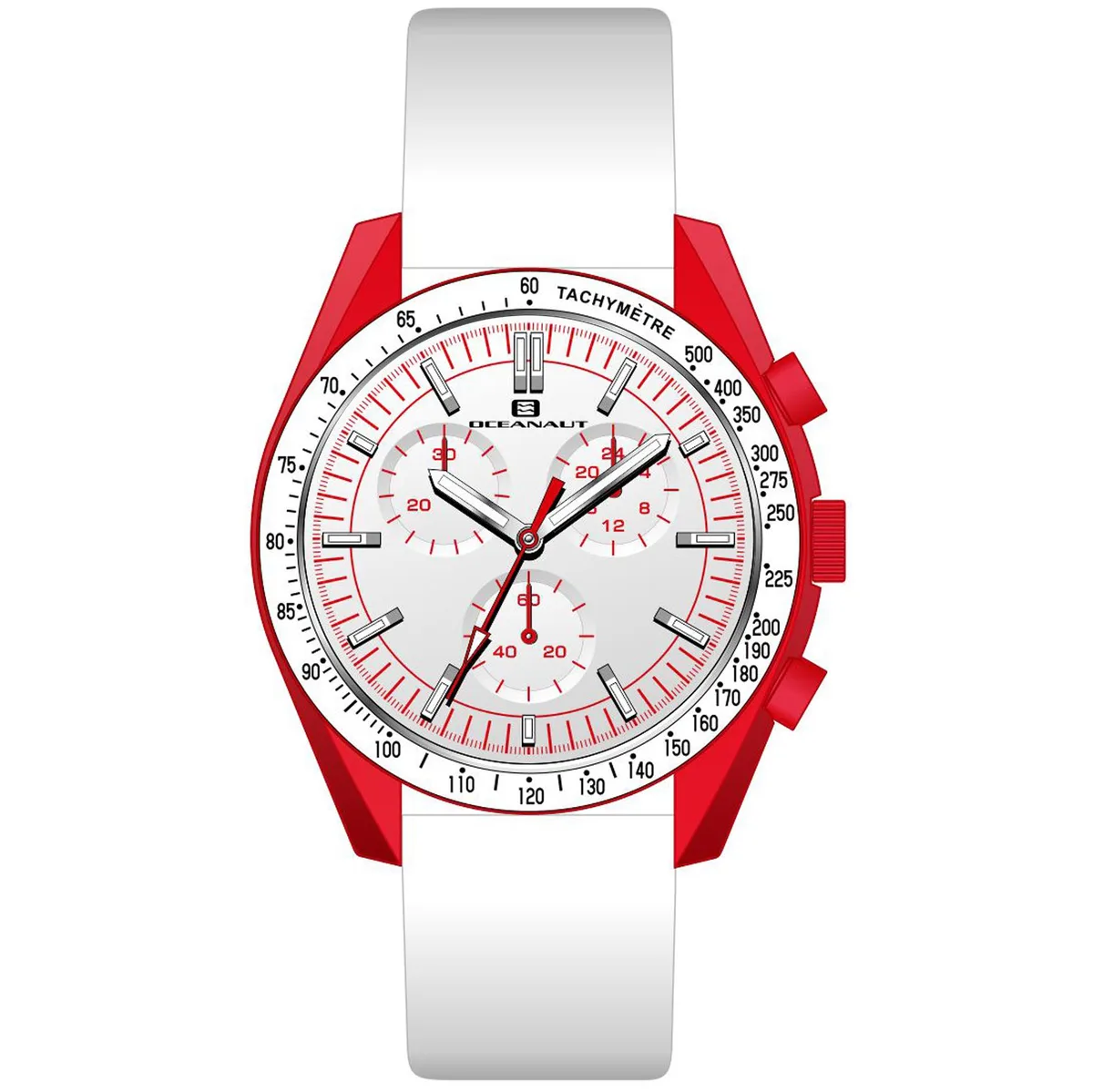 White dial quartz watch, stainless steel case, leather strap, water resistant