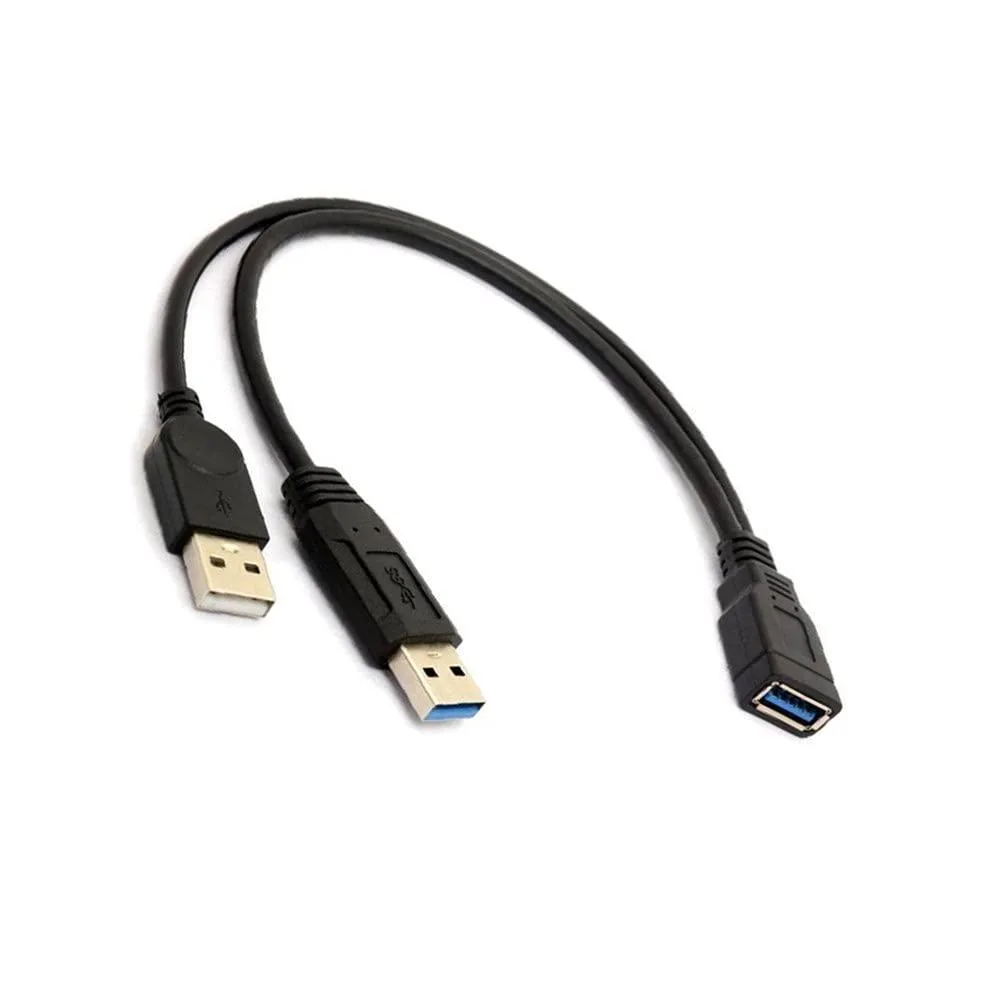DIXSG DIXSG USB 3.0 Female to Dual USB Male Y Splitter 30cm Black — product photo