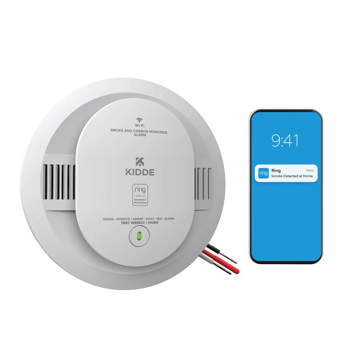 Kidde RGCUAR-RW Smart Smoke & CO Detector Hardwired AA Backup — product photo