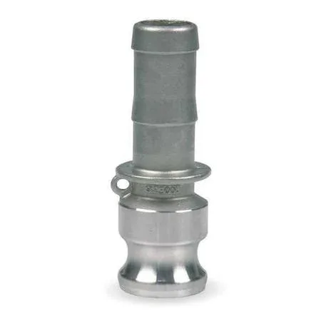 Aluminum cam-and-groove Type E adapter, 1-inch hose shank, silver metal finish