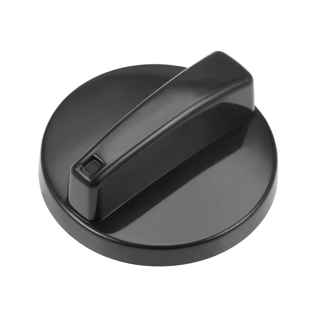 White plastic timer knob with pointer, 27mm x 47mm, 6mm round shaft