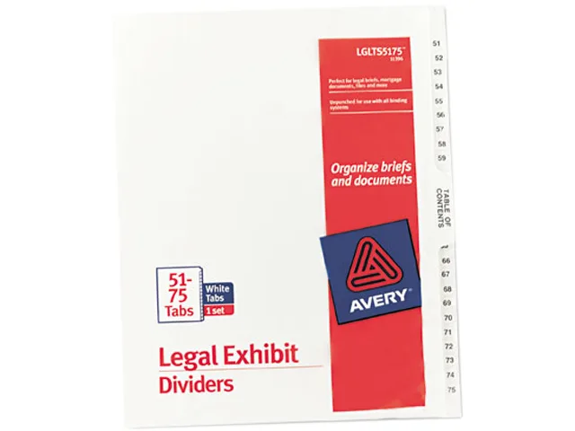 Avery Avery 11396 Index Dividers 51-75 &amp; TOC 26 tabs accessory — product photo