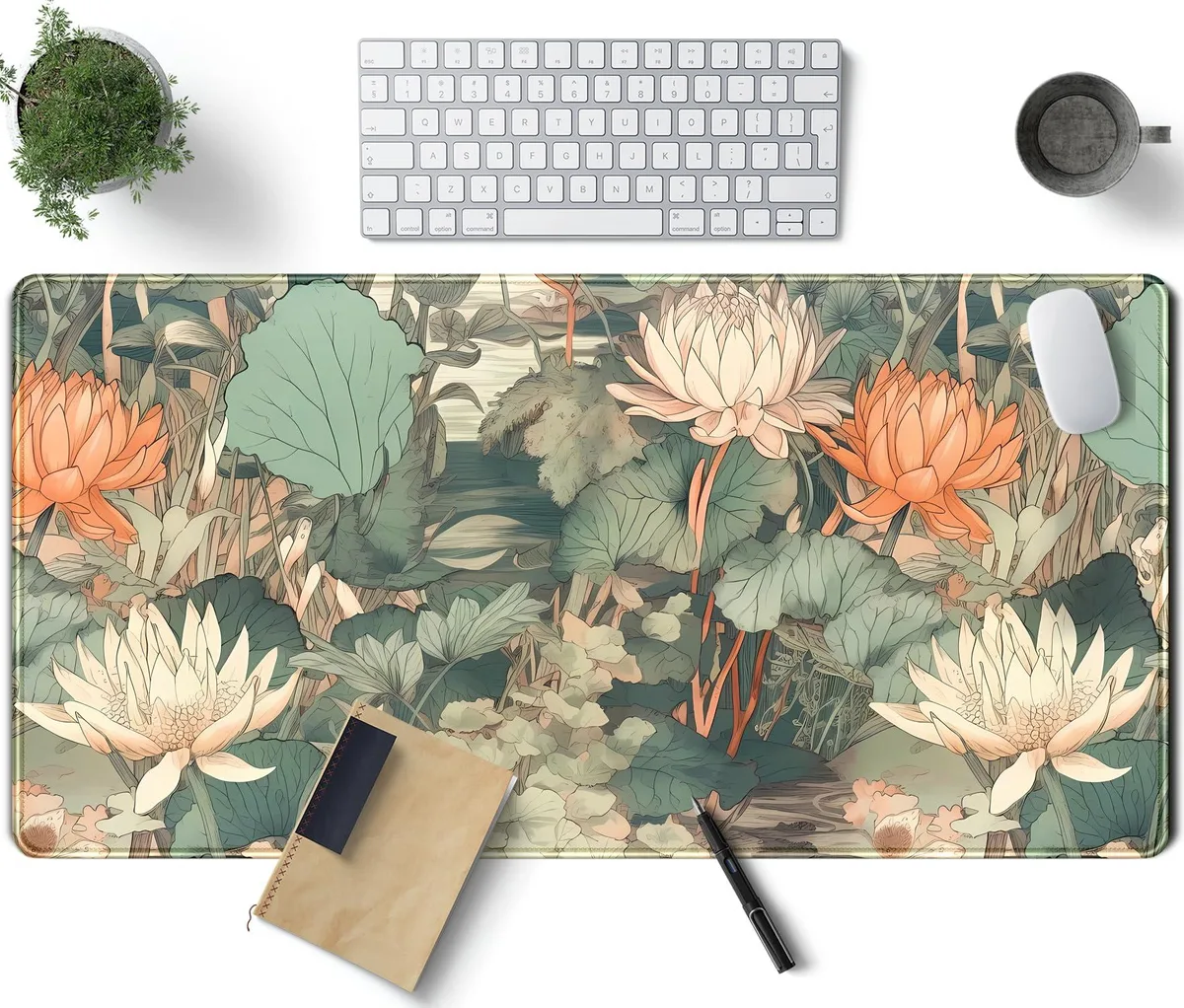 DNBeffulgent DNBeffulgent XCD-77 Mouse Pad 31.5x15.7 Light Emerald Orange Floral — product photo