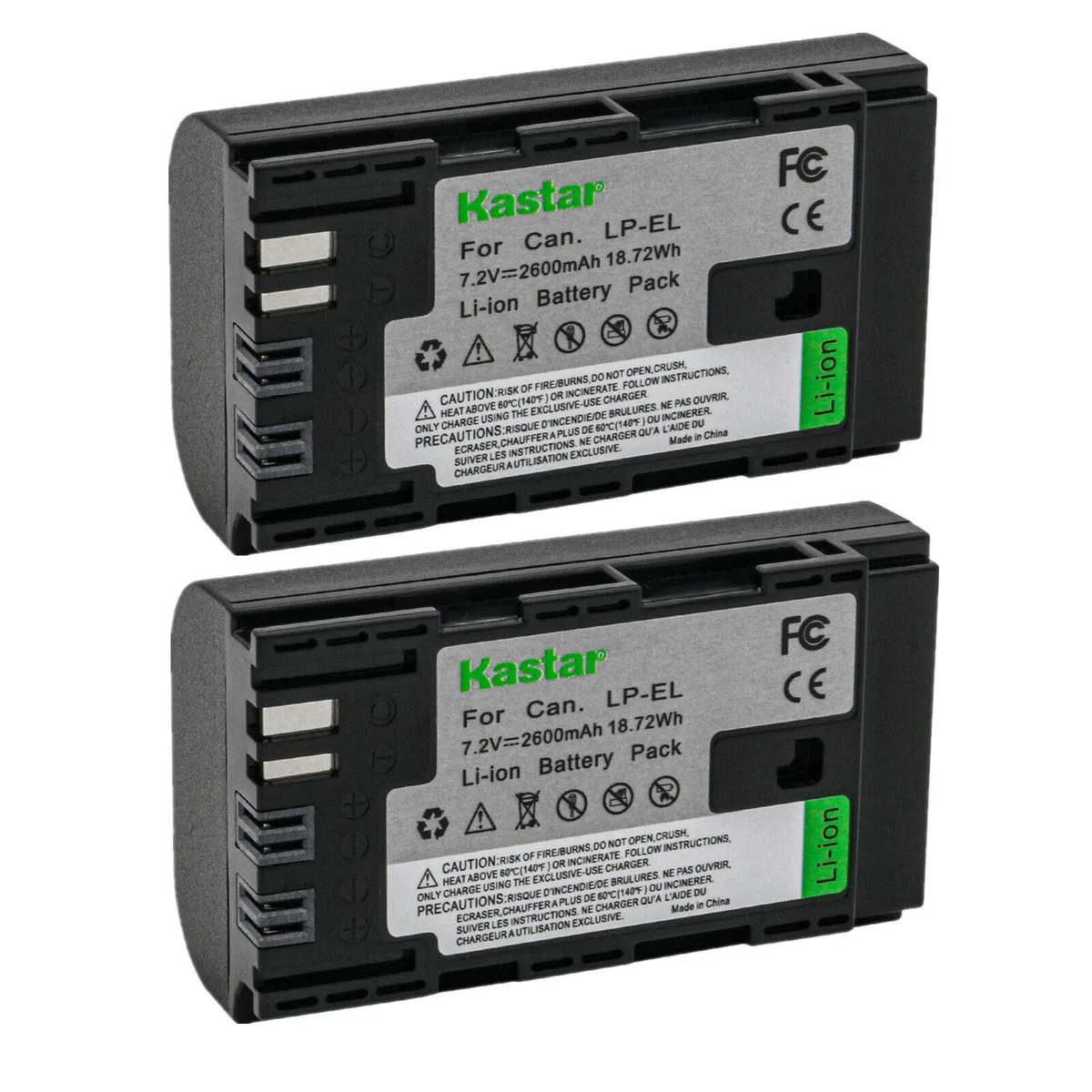 Kastar Kastar LP-EL 2-pack EL-5 camera battery 7.2V 2600mAh 18.72Wh — product photo