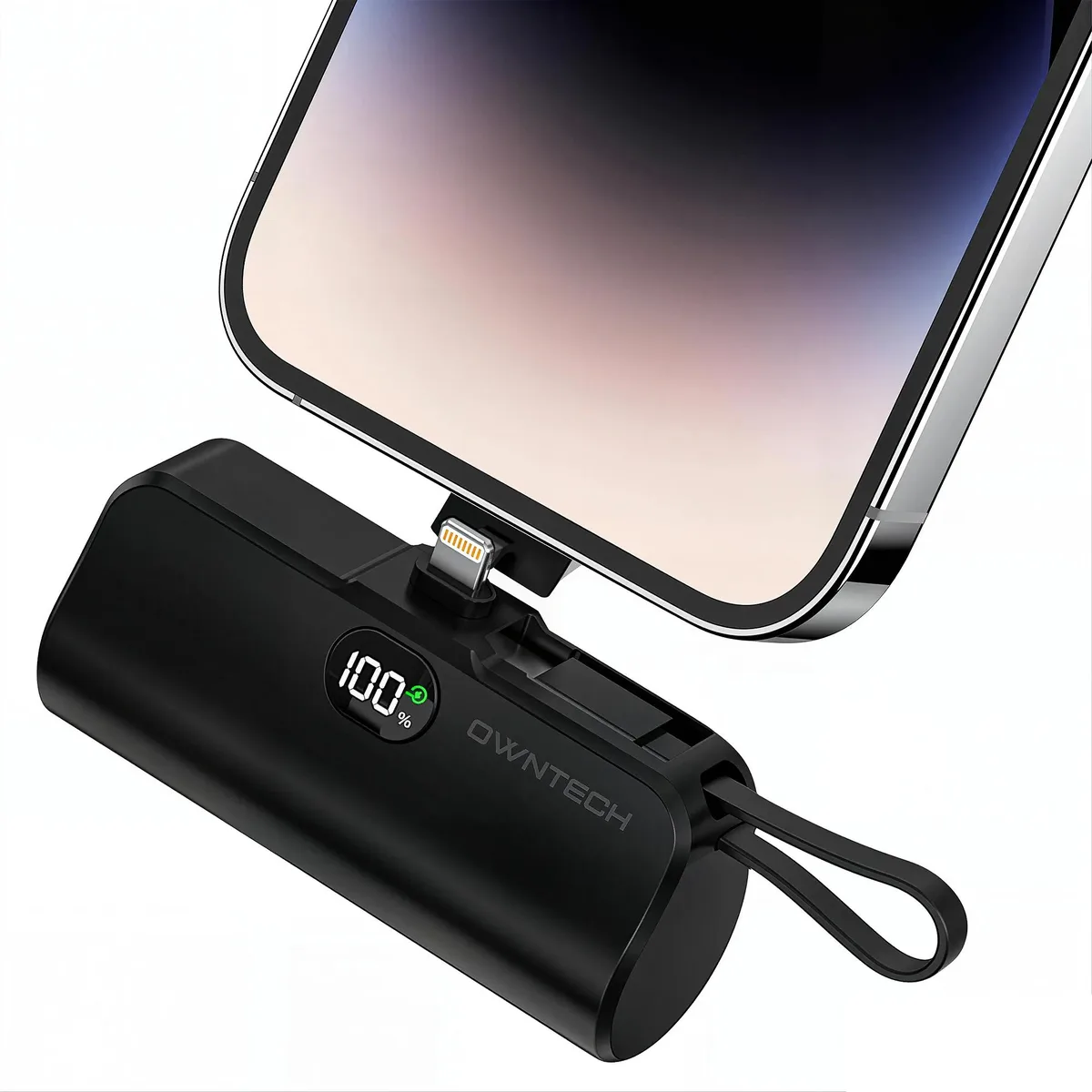 SOEWIOU SOEWIOU 5000 mAh power bank with LED display and built-in cables — product photo