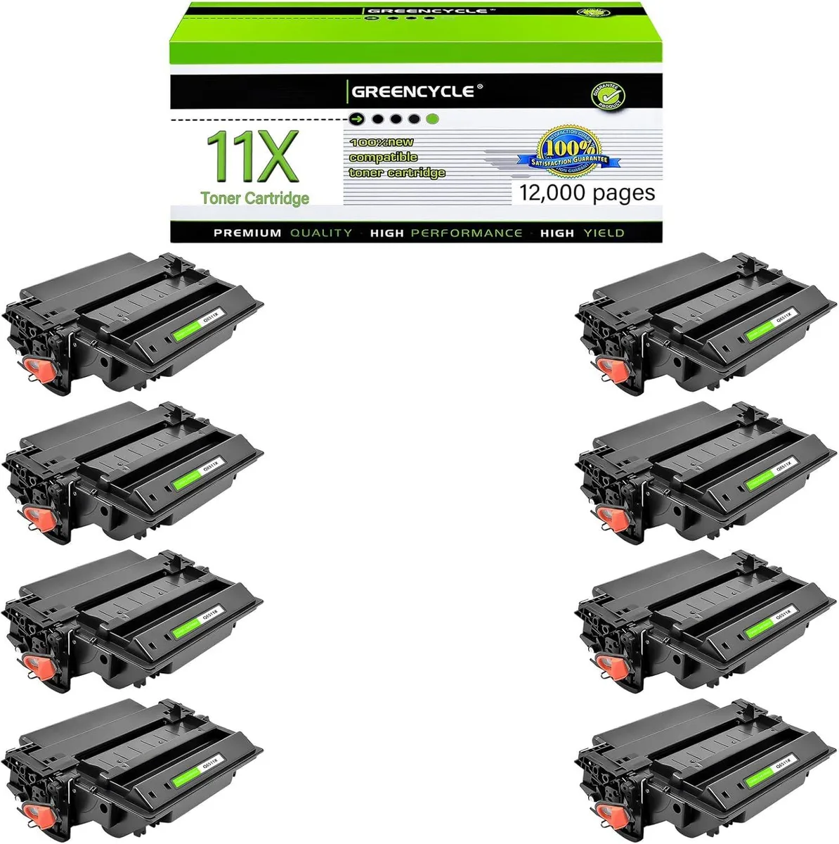 GREENCYCLE GREENCYCLE Q6511X High Yield Toner Cartridge 8-Pack Black 12000 Pages — product photo