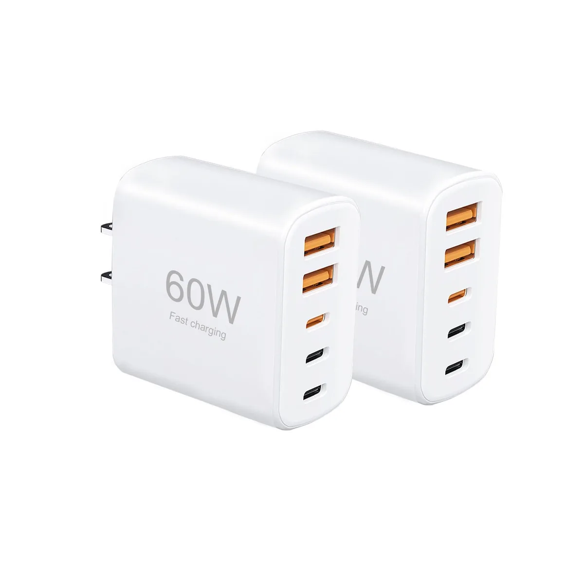  FDHJGFTR OFS-PD569 60W 5-Port USB Charger 2-Pack (3 USB-C + 2 USB-A) White — product photo