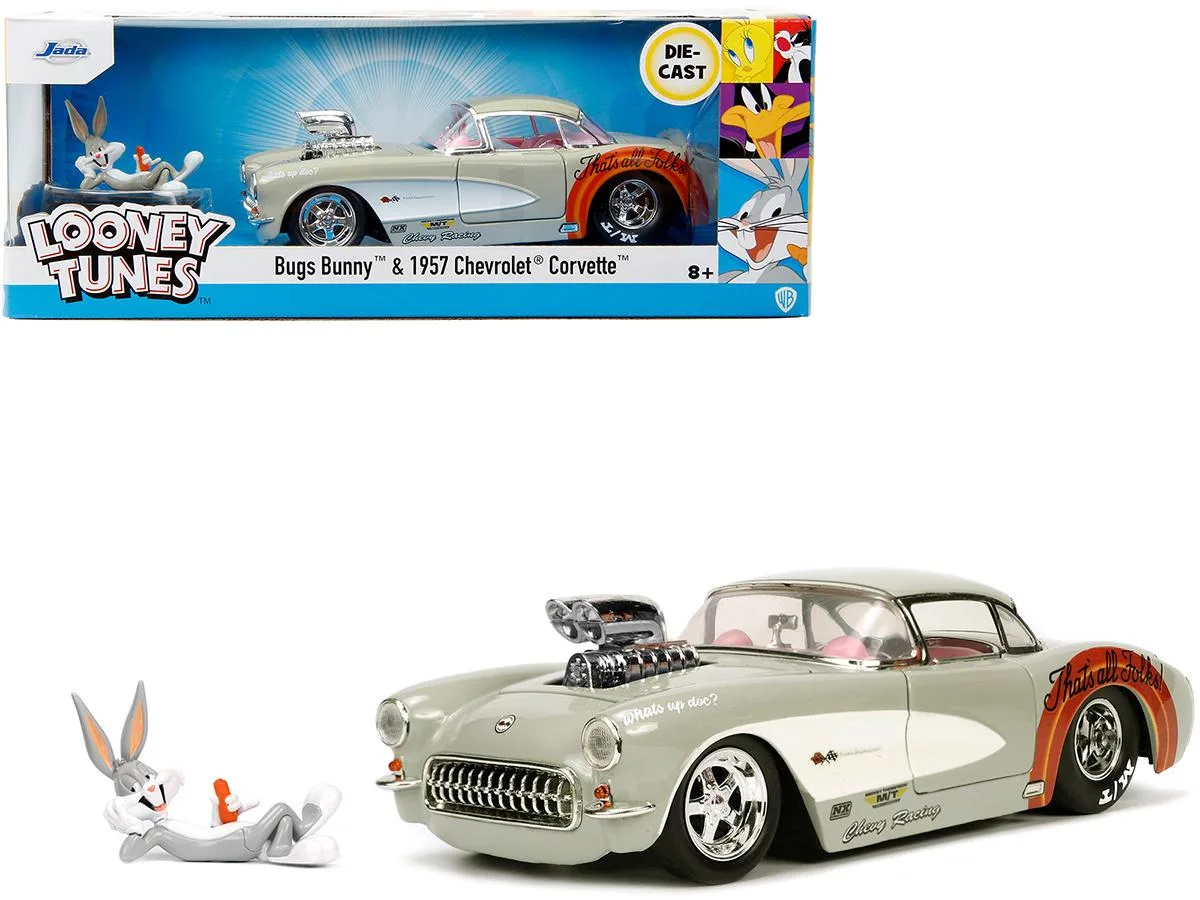 Jada Jada 1957 Chevrolet Corvette 1/24 Beige Pink Bugs Bunny Looney Tunes Hollywood Rides 32390 — product photo