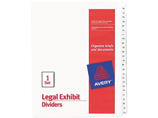 Avery Avery 1704 Collated Legal Dividers 76-100 Side Tab 25 Tabs 8-1/2" x 11" accessory — product photo