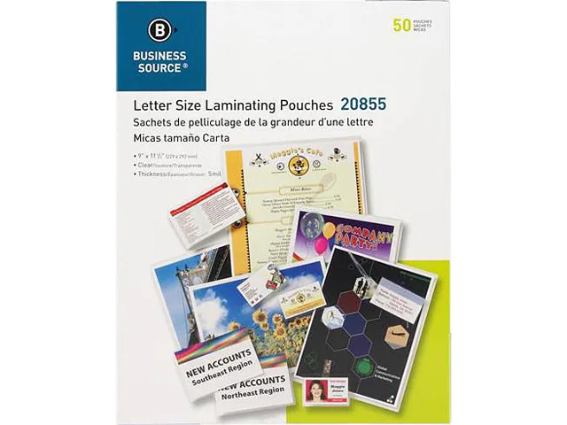 Business Source Business Source 20855BD 5 mil Laminating Pouches 9.00" x 11.50 — product photo