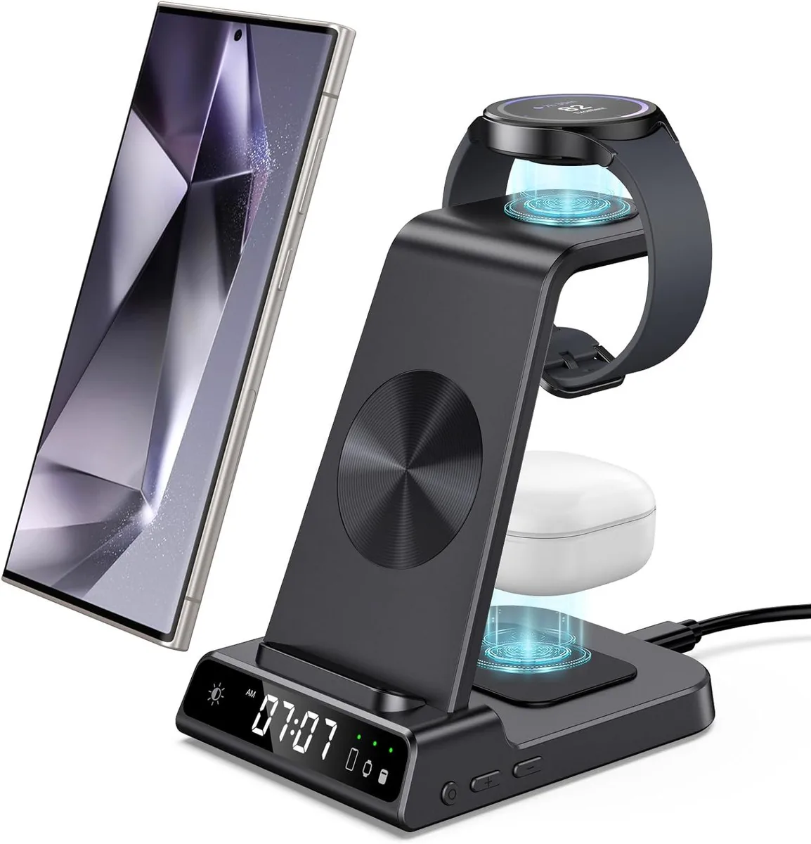 RUOCLRIS RUOCLRIS 4-in-1 Wireless Charger with Adjustable Clock — product photo