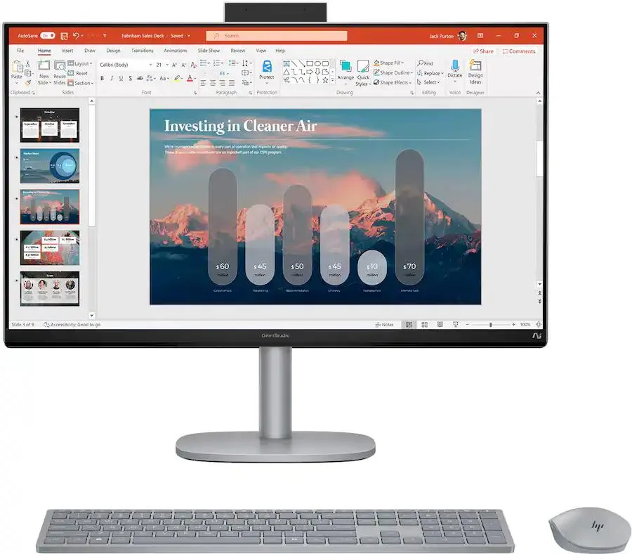 HP HP OmniStudio X 27-CS1014 27" 4K All-in-One PC Core Ultra 7 256V 16GB 1TB SSD Meteor Silver — product photo