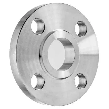 Aluminium slip-on flange, flat silver disc with eight bolt holes