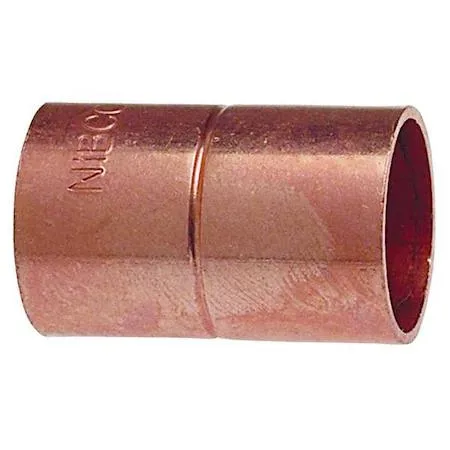 Straight copper coupling, 7/8 in cup ends, wrot copper finish