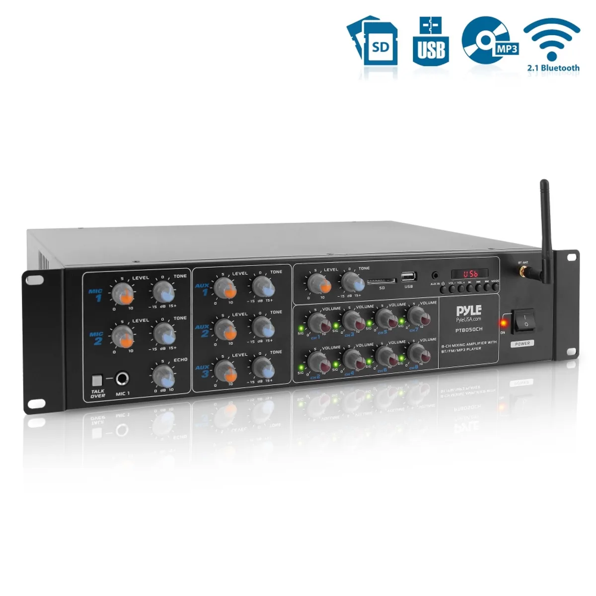 Pyle Pyle PT8050CH 4000W 8-Channel Bluetooth Receiver — product photo