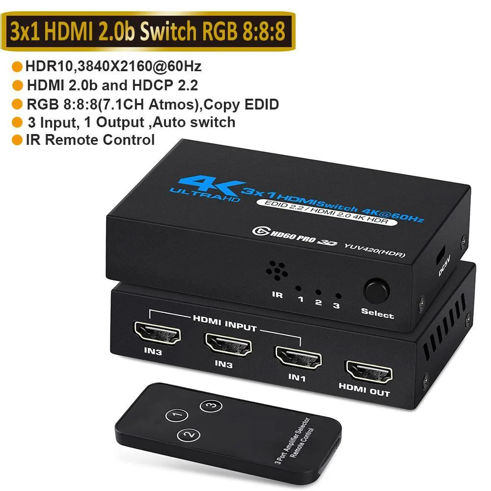 WRIARICH WRIARICH OZQ2-1 HDMI 2.0 Switch 3 Port 4K@60Hz — product photo