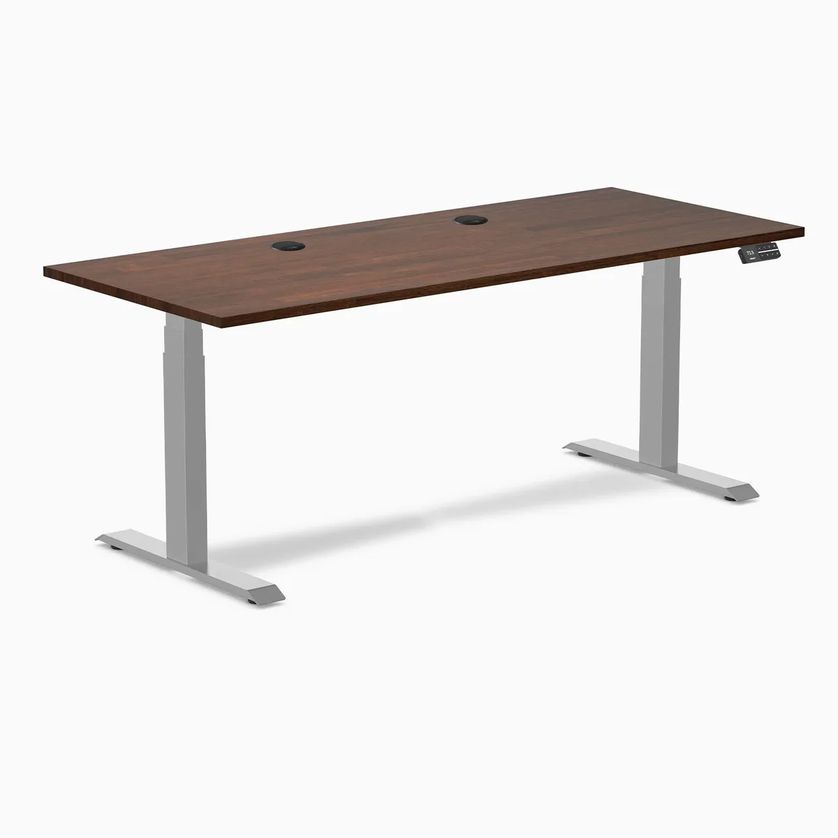Desky Desky Dual Rubberwood Sit Stand Desk Red Walnut 72 x 30 inches Grey Frame — product photo