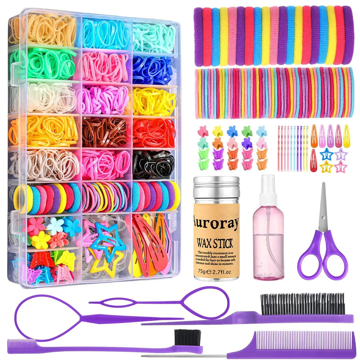  auroray 1698 Pcs Girls Hair Accessories Styling Kit Multi-Color — product photo