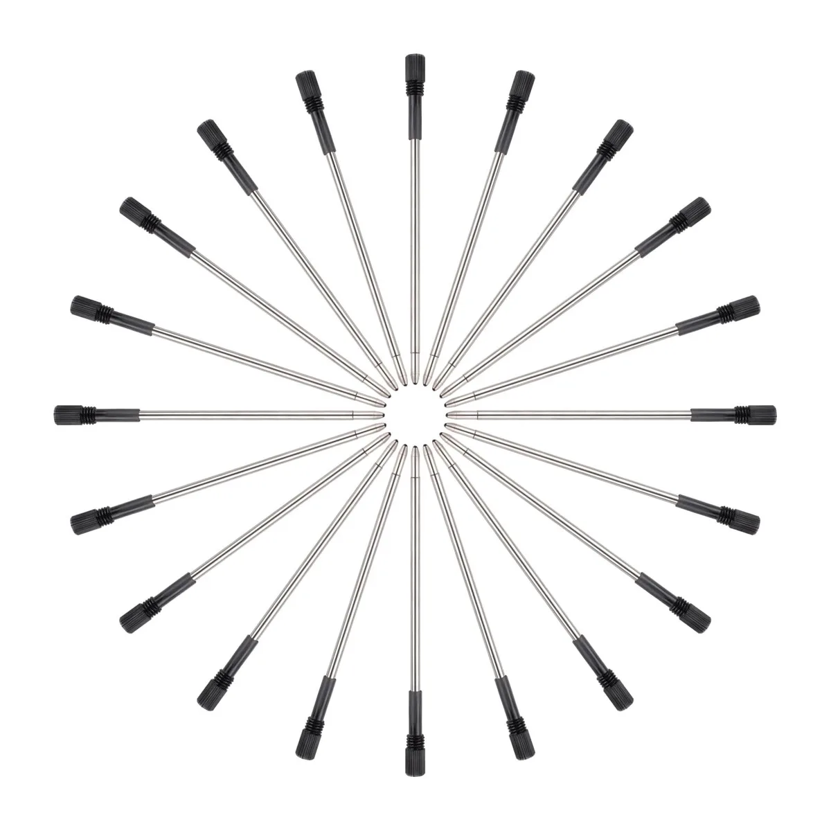 Twenty metal ballpoint refills 3.23 inch long black ink