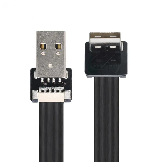 xiwai xiwai Down Angled USB 2.0 Type-A Male to Type-A Male Flat Slim FPC Cable 90 Degree 10-200cm — product photo