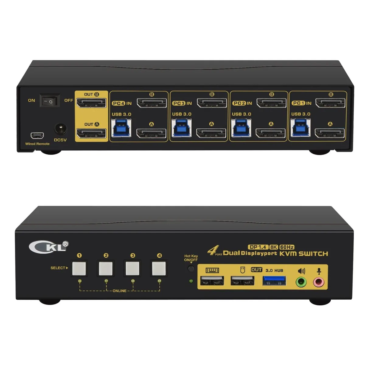 Vszerda Vszerda 642DP-4 KVM Switch DisplayPort 1.4 4x2 8K@30Hz 5K@60Hz 4K@144Hz — product photo