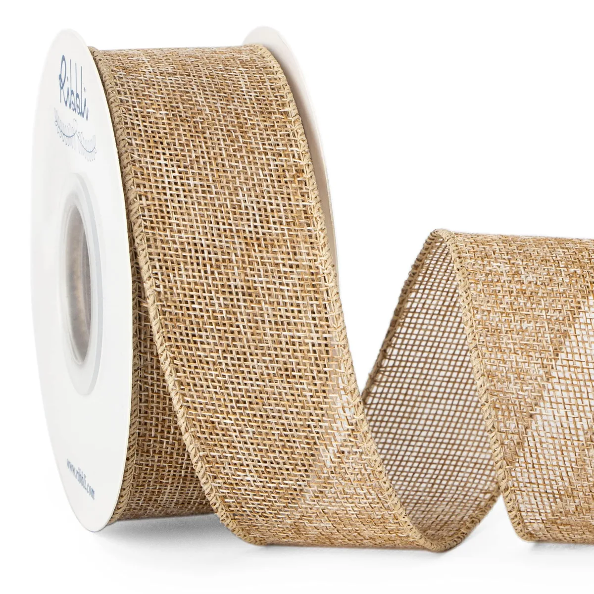  Ribbli SD001 Burlap Wired Ribbon 1-1/2 Inch x 10 Yard Natural Sewing Accessory — product photo