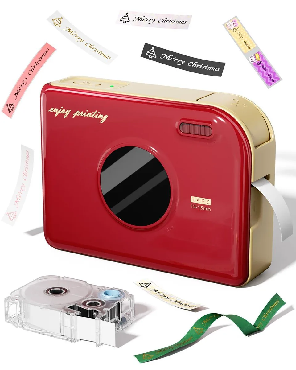 Compact white label printer with rounded edges, Bluetooth, 21×4.7×6.5 cm, 160 g