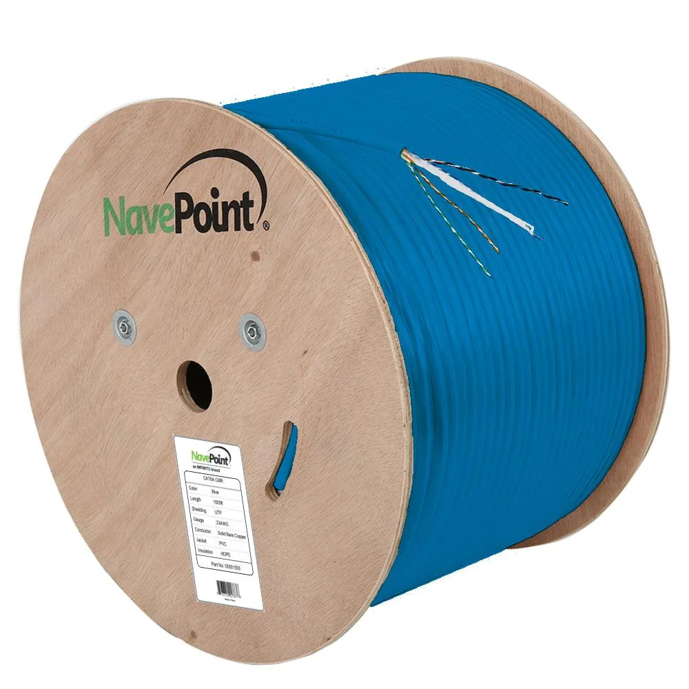 NavePoint NavePoint CAT6A Riser CMR 1000 Ft Blue Solid Bare Copper 23AWG 500MHz UTP network ethernet cable — product photo