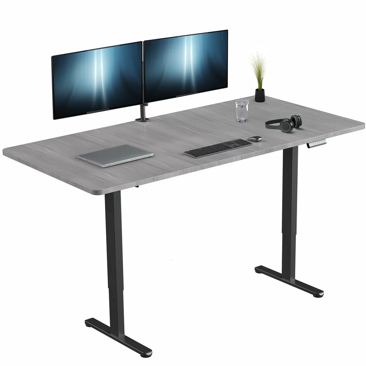 VIVO VIVO Electric Dual Motor Standing Desk 71 x 36 Dark Gray Top Black Frame 220 lbs — product photo