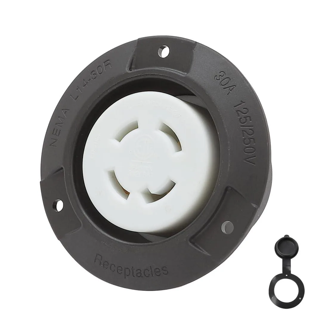 LORDWORLD LORDWORLD Nema L14-30R Flanged Outlet Waterproof Cover 30AMP 125/250V Black — product photo