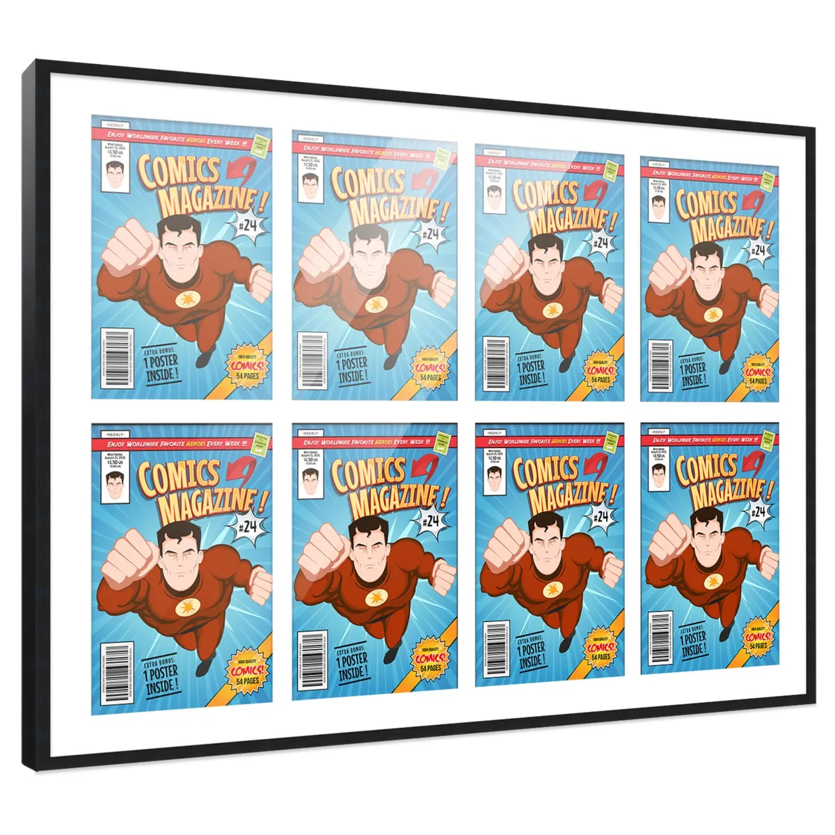 CustomPictureFrames.com CustomPictureFrames.com Black Wood Frame for 8 Golden Age Comics 7.75x10.5 37.5x26.5 — product photo