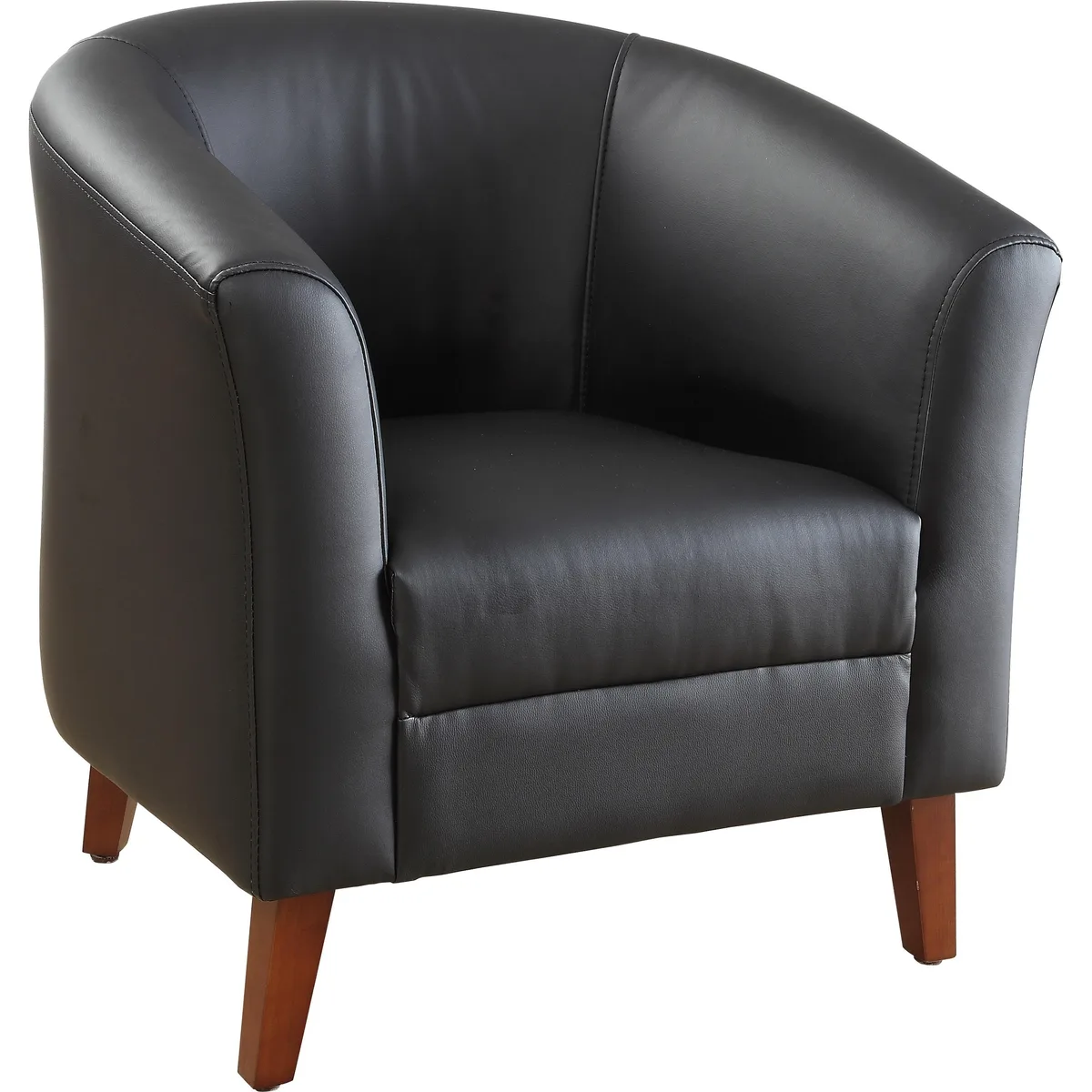 Lorell Lorell LLR82098 Barrel Chair Leather 31x28x30 Black 250 lb — product photo