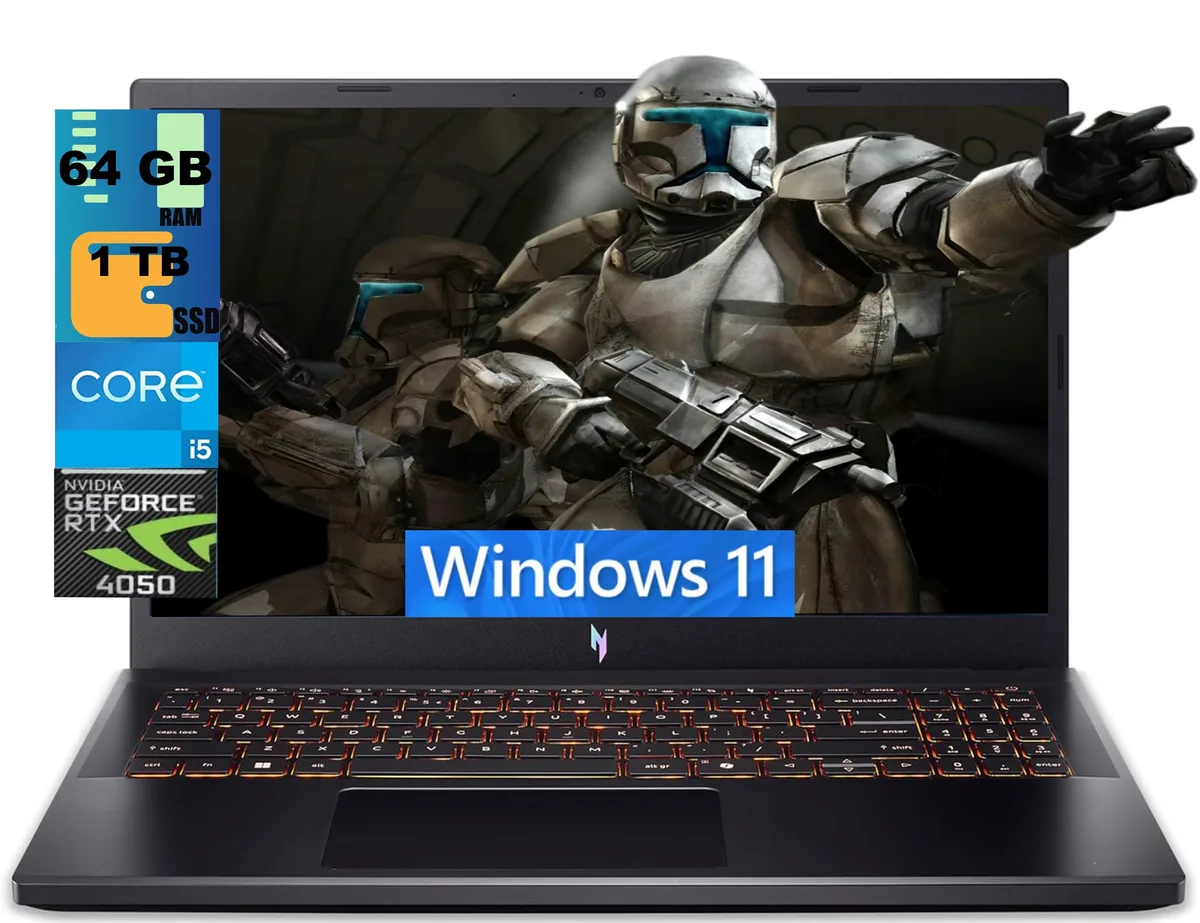 Acer America Acer Nitro V 15 gaming laptop 15.6 165Hz i5-13420H RTX 4050 64GB DDR5 1TB — product photo